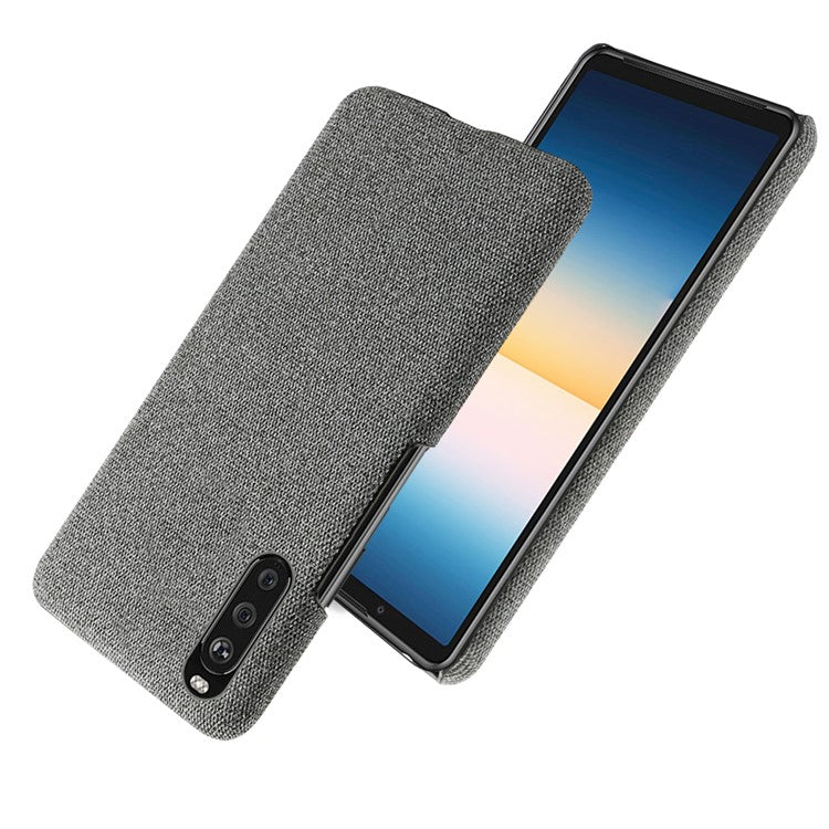 Cloth Texture Plastic Back Case for Sony Xperia 10 III 5G - Dark Grey
