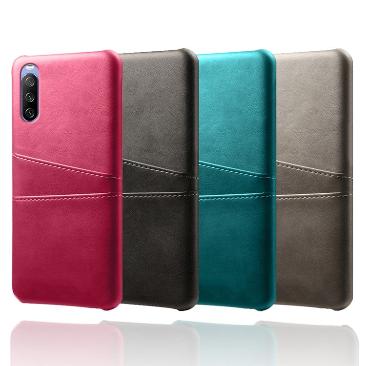 KSQ Double Card Slots PU Leather Coated PC Shell for Sony Xperia 10 III 5G - Black