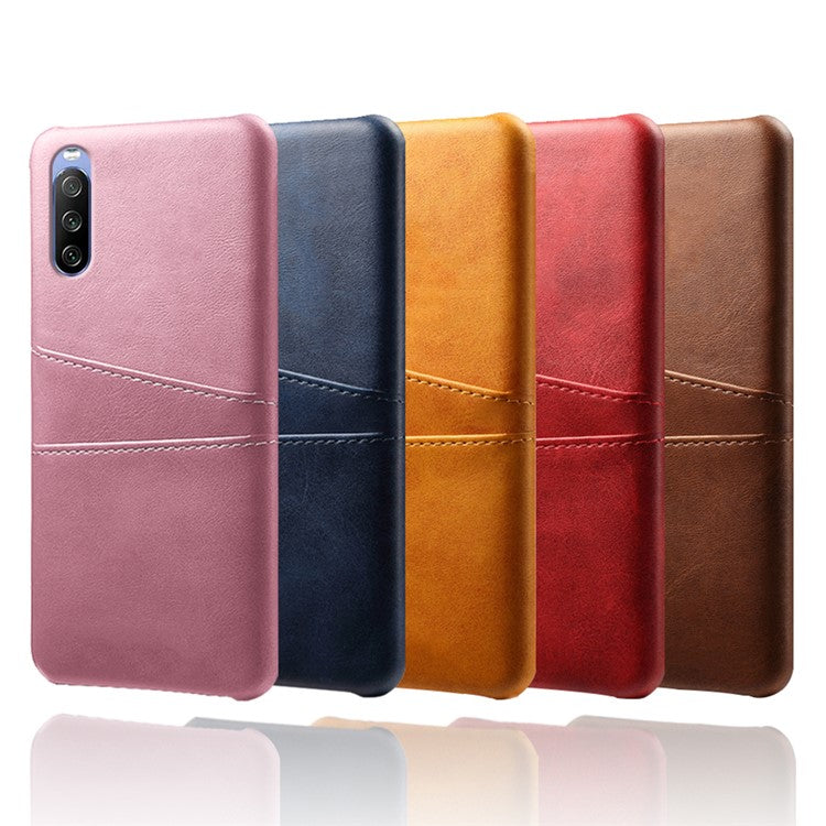 KSQ Double Card Slots PU Leather Coated PC Shell for Sony Xperia 10 III 5G - Black