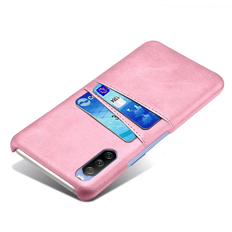 KSQ Double Card Slots PU Leather Coated PC Shell for Sony Xperia 10 III 5G - Rose Gold