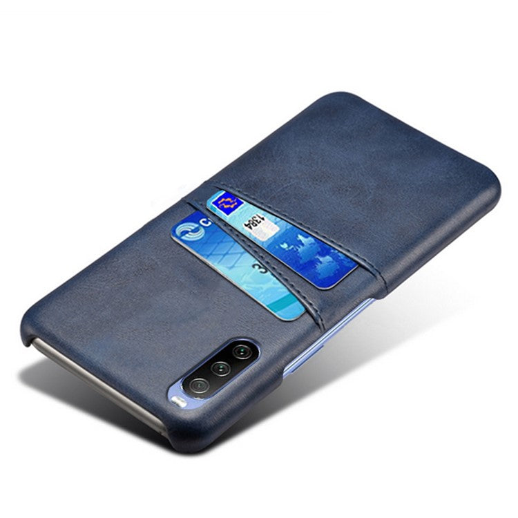 KSQ Double Card Slots PU Leather Coated PC Shell for Sony Xperia 10 III 5G - Blue