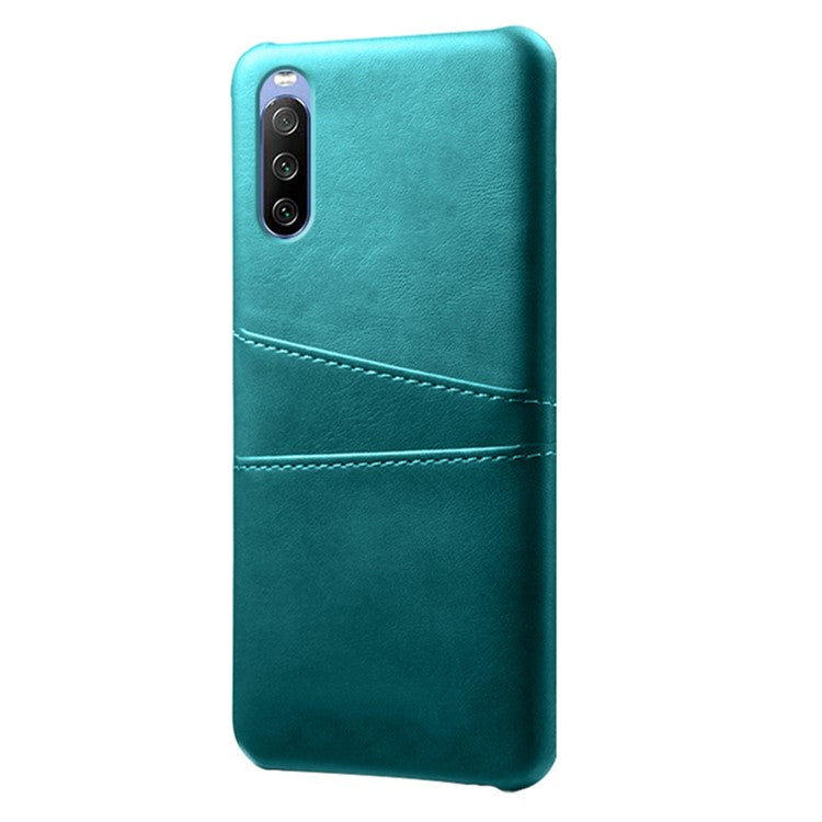 KSQ Double Card Slots PU Leather Coated PC Shell for Sony Xperia 10 III 5G - Green