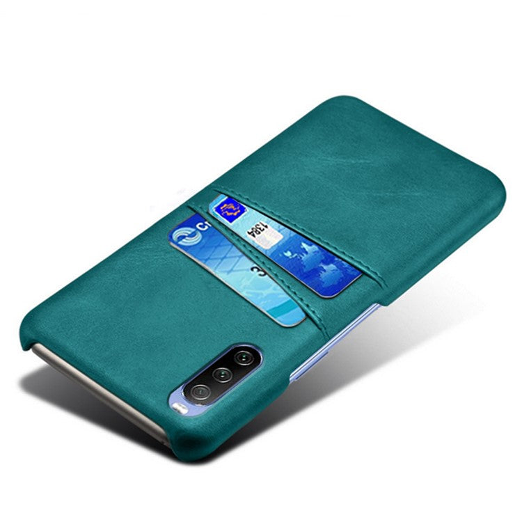KSQ Double Card Slots PU Leather Coated PC Shell for Sony Xperia 10 III 5G - Green