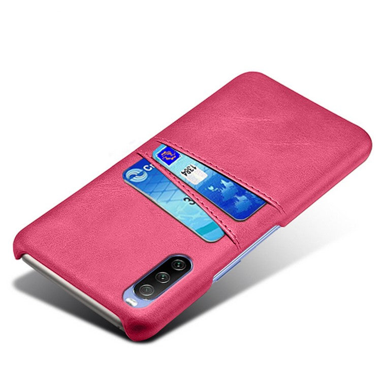 KSQ Double Card Slots PU Leather Coated PC Shell for Sony Xperia 10 III 5G - Rose