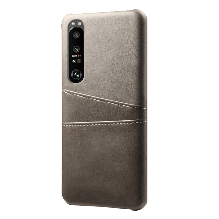KSQ Well-Protected PU Leather Coated Hard PC Case with Dual-Card Slots Design for Sony Xperia 1 III 5G - Grey