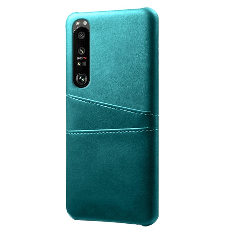 KSQ Well-Protected PU Leather Coated Hard PC Case with Dual-Card Slots Design for Sony Xperia 1 III 5G - Green