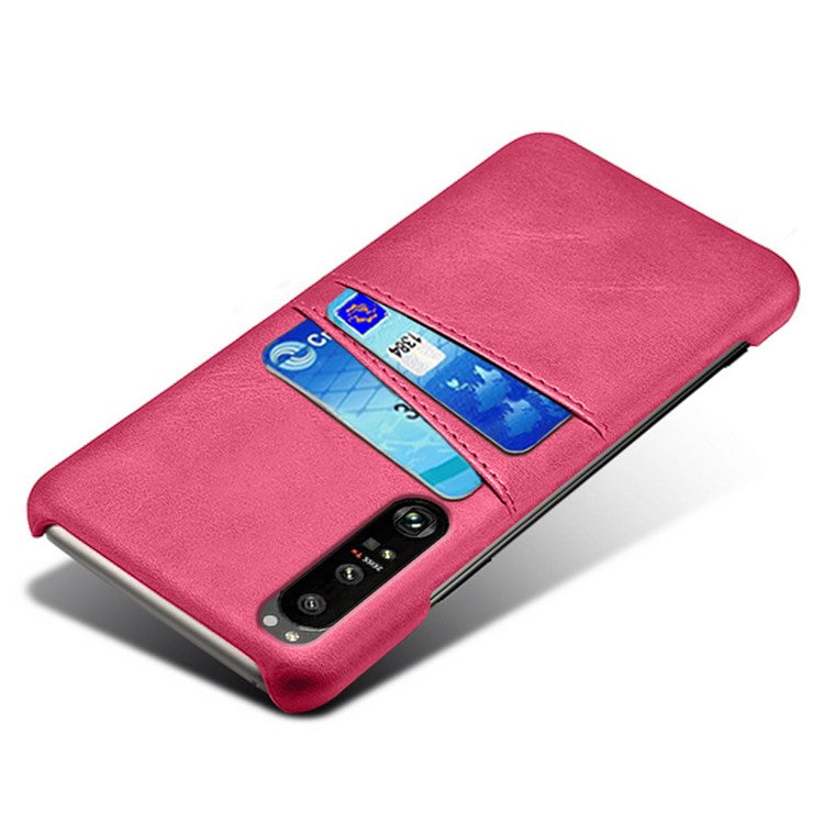 KSQ Well-Protected PU Leather Coated Hard PC Case with Dual-Card Slots Design for Sony Xperia 1 III 5G - Rose