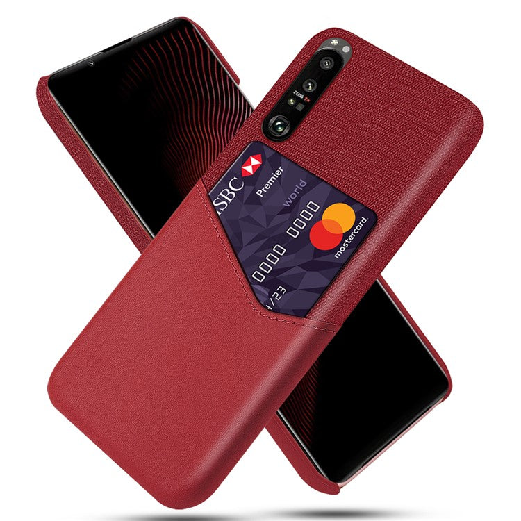 KSQ Cloth + Leather + PC Well-Protected Phone Case with Card Slot Design for Sony Xperia 1 III 5G - Red