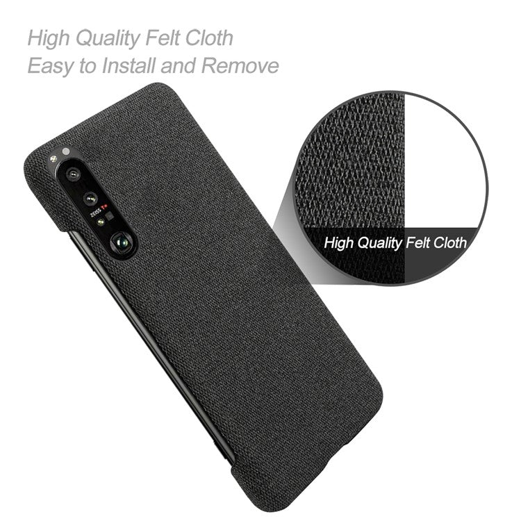 KSQ Cloth Coated Plastic Back Case for Sony Xperia 1 III 5G - Black