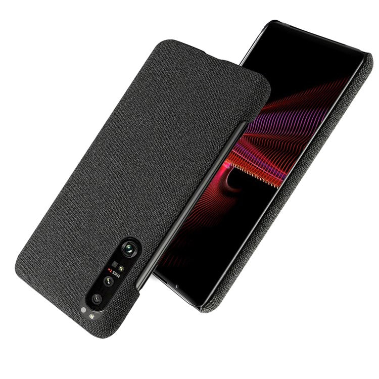 KSQ Cloth Coated Plastic Back Case for Sony Xperia 1 III 5G - Black