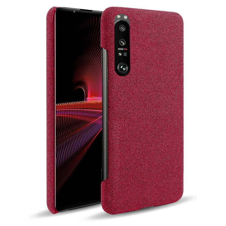 KSQ Cloth Coated Plastic Back Case for Sony Xperia 1 III 5G - Red