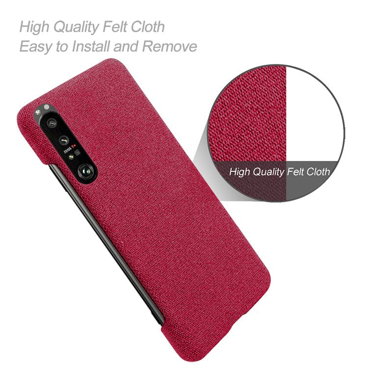 KSQ Cloth Coated Plastic Back Case for Sony Xperia 1 III 5G - Red
