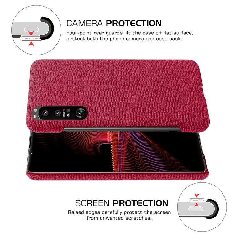KSQ Cloth Coated Plastic Back Case for Sony Xperia 1 III 5G - Red