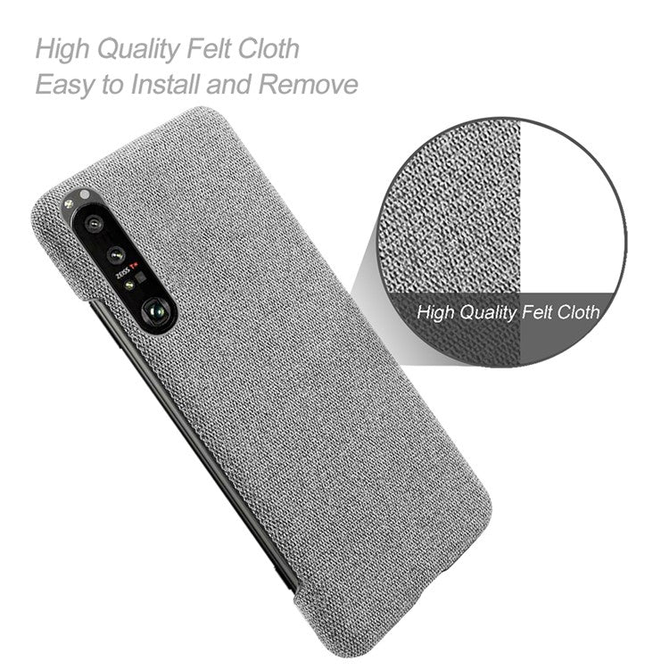 KSQ Cloth Coated Plastic Back Case for Sony Xperia 1 III 5G - Light Grey