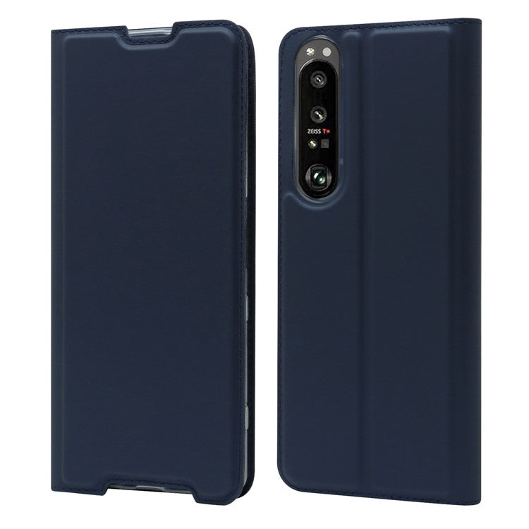Auto-absorbed Stand Leather Mobile Phone Case Shell Cover with Card Holder for Sony Xperia 1 III 5G - Blue