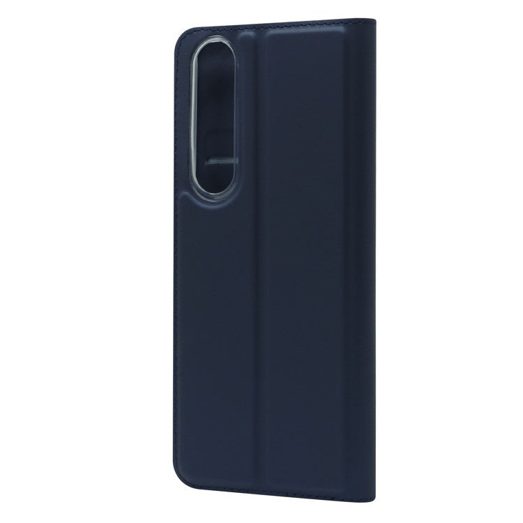 Auto-absorbed Stand Leather Mobile Phone Case Shell Cover with Card Holder for Sony Xperia 1 III 5G - Blue
