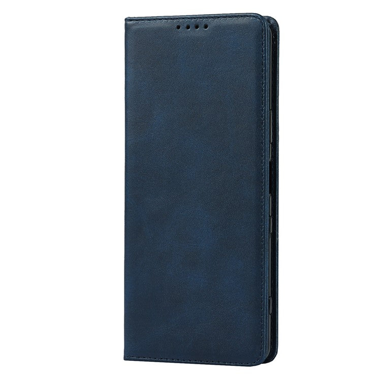 Auto-absorbed Wallet Leather Stand Shell for Sony Xperia 1 III 5G - Dark Blue