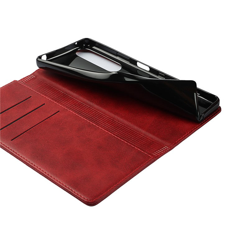 Auto-absorbed Wallet Leather Stand Shell for Sony Xperia 1 III 5G - Red