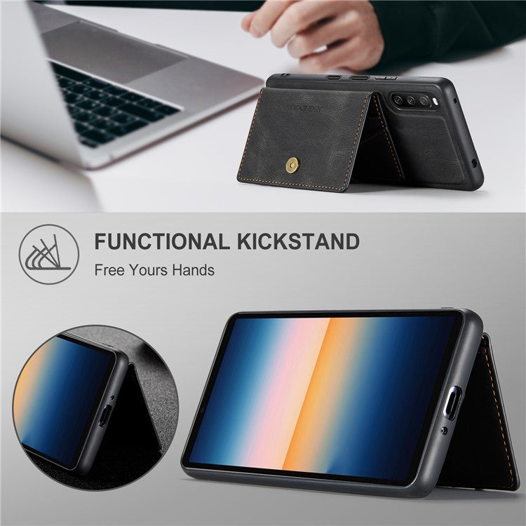 JEEHOOD Detachable 2-in-1 Leather Coated TPU Phone Case with Magnetic Clasp Wallet Design for Sony Xperia 10 III 5G - Black