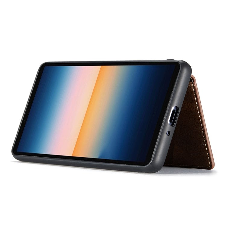 JEEHOOD Detachable 2-in-1 Leather Coated TPU Phone Case with Magnetic Clasp Wallet Design for Sony Xperia 10 III 5G - Brown