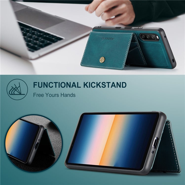 JEEHOOD Detachable 2-in-1 Leather Coated TPU Phone Case with Magnetic Clasp Wallet Design for Sony Xperia 10 III 5G - Green