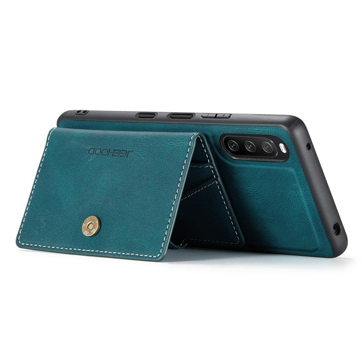 JEEHOOD Detachable 2-in-1 Leather Coated TPU Phone Case with Magnetic Clasp Wallet Design for Sony Xperia 10 III 5G - Green