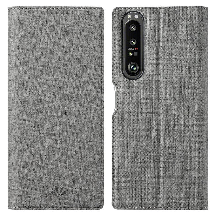 VILI DMX Cross Texture Leather Stand Case for Sony Xperia 1 III 5G - Grey