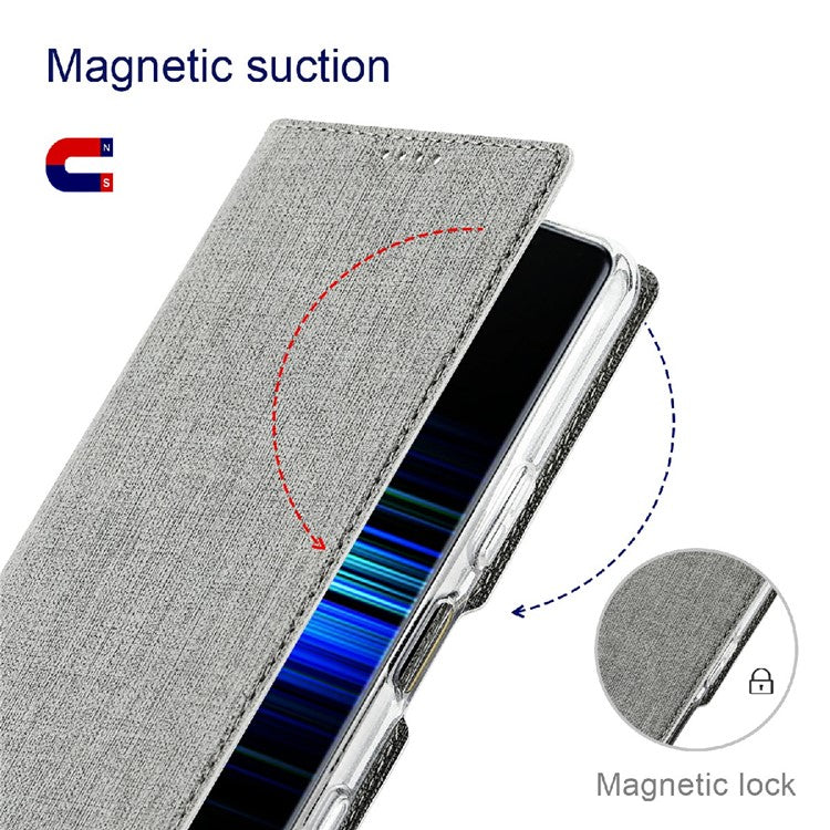 VILI DMX Cross Texture Leather Stand Case for Sony Xperia 1 III 5G - Grey