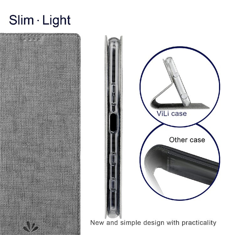 VILI DMX Cross Texture Leather Stand Case for Sony Xperia 1 III 5G - Grey