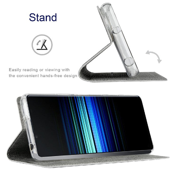 VILI DMX Cross Texture Leather Stand Case for Sony Xperia 1 III 5G - Grey
