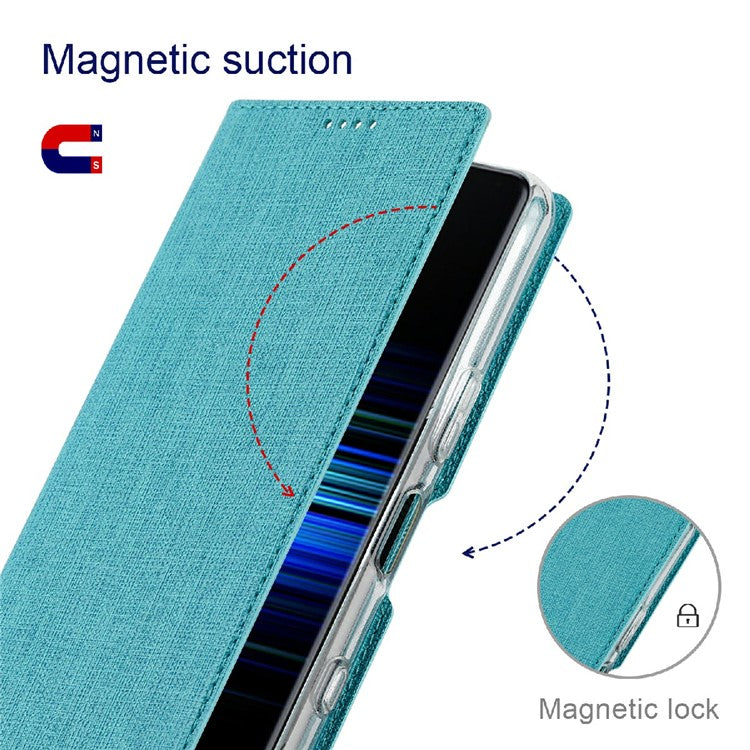 VILI DMX Cross Texture Leather Stand Case for Sony Xperia 1 III 5G - Blue