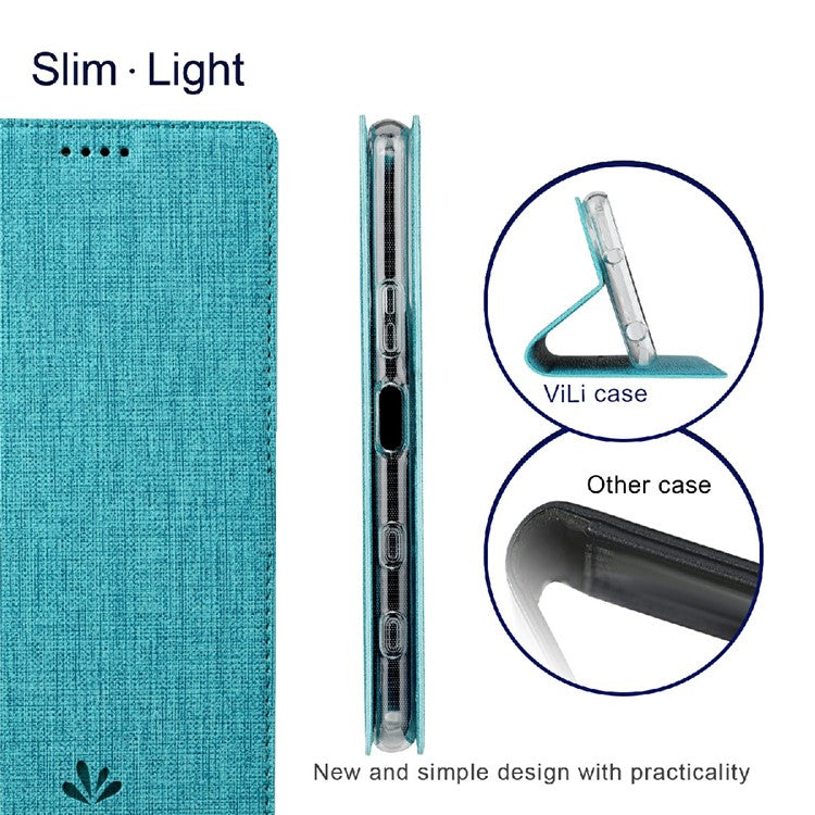VILI DMX Cross Texture Leather Stand Case for Sony Xperia 1 III 5G - Blue
