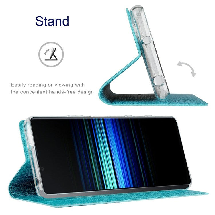 VILI DMX Cross Texture Leather Stand Case for Sony Xperia 1 III 5G - Blue
