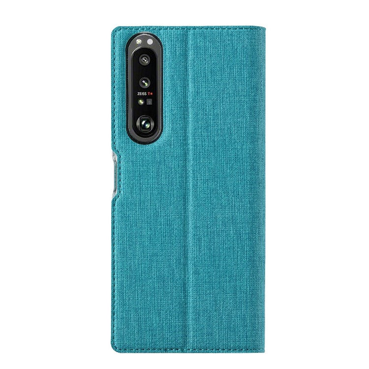VILI DMX Cross Texture Leather Stand Case for Sony Xperia 1 III 5G - Blue