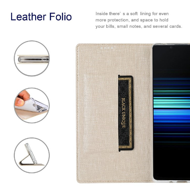 VILI DMX Cross Texture Leather Stand Case for Sony Xperia 1 III 5G - Beige