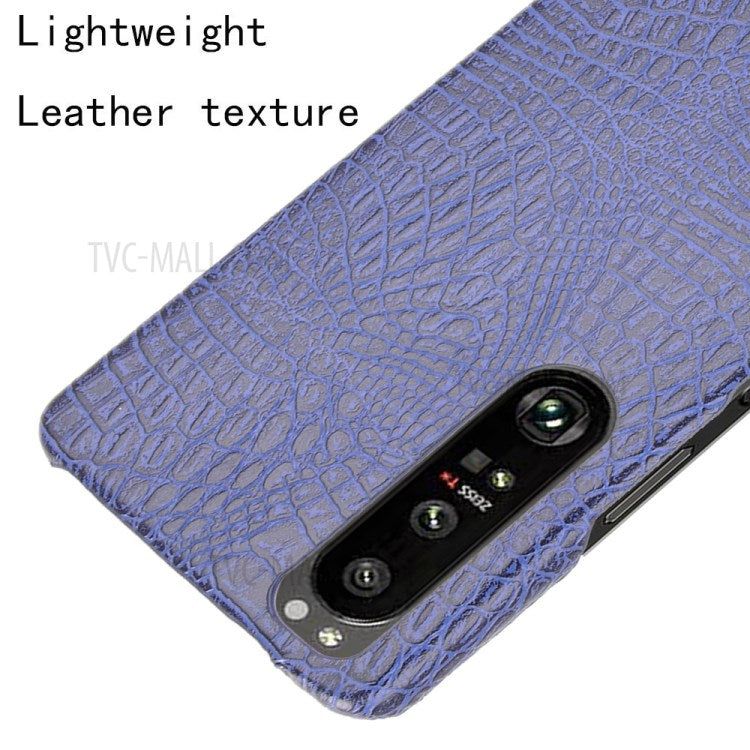 Crocodile Texture Phone Case for Sony Xperia 1 III 5G, Leather Coated Hard PC Phone Cover - Purple