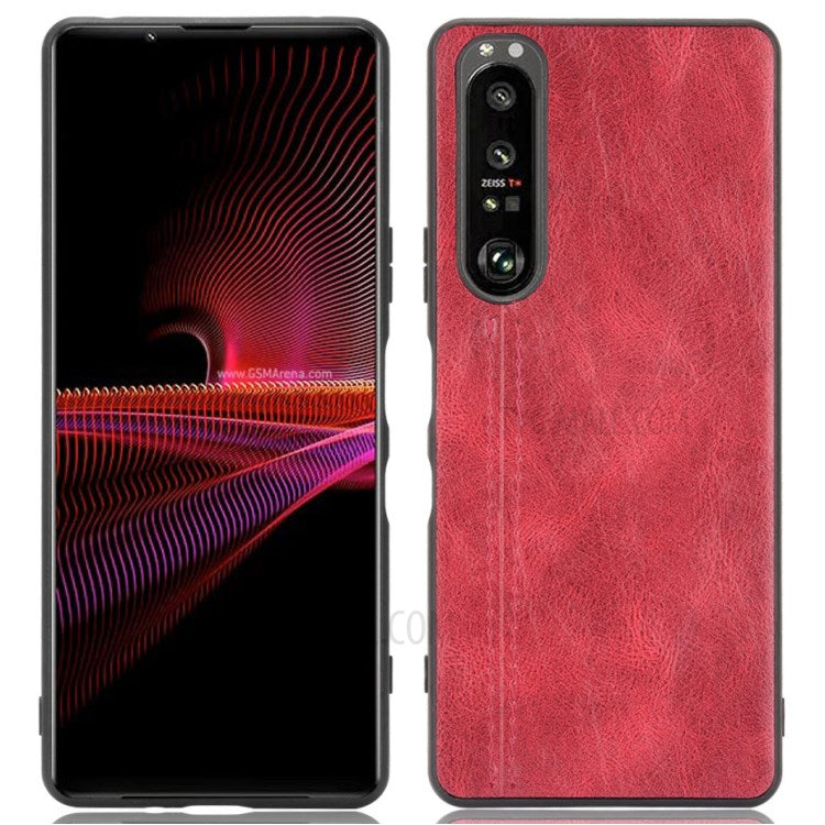 For Sony Sony Xperia 1 III 5G PU Leather Coated PC Mobile Case Litchi Texture Back Phone Cover - Red