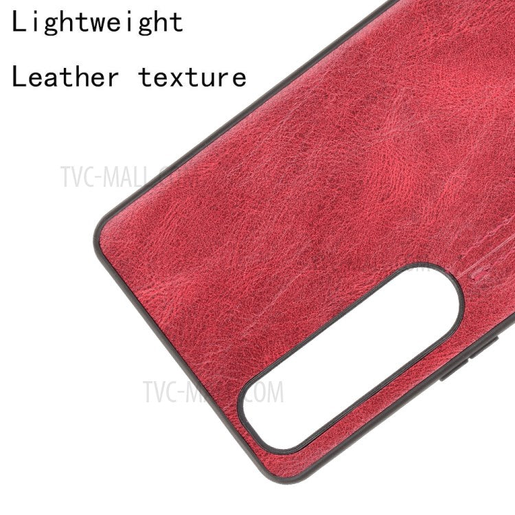 For Sony Sony Xperia 1 III 5G PU Leather Coated PC Mobile Case Litchi Texture Back Phone Cover - Red