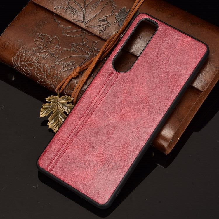 For Sony Sony Xperia 1 III 5G PU Leather Coated PC Mobile Case Litchi Texture Back Phone Cover - Red