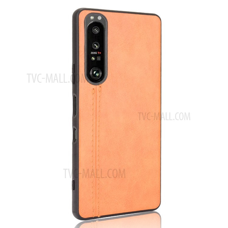 For Sony Sony Xperia 1 III 5G PU Leather Coated PC Mobile Case Litchi Texture Back Phone Cover - Yellow