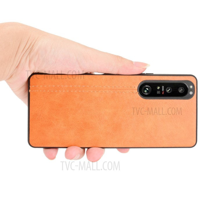 For Sony Sony Xperia 1 III 5G PU Leather Coated PC Mobile Case Litchi Texture Back Phone Cover - Yellow