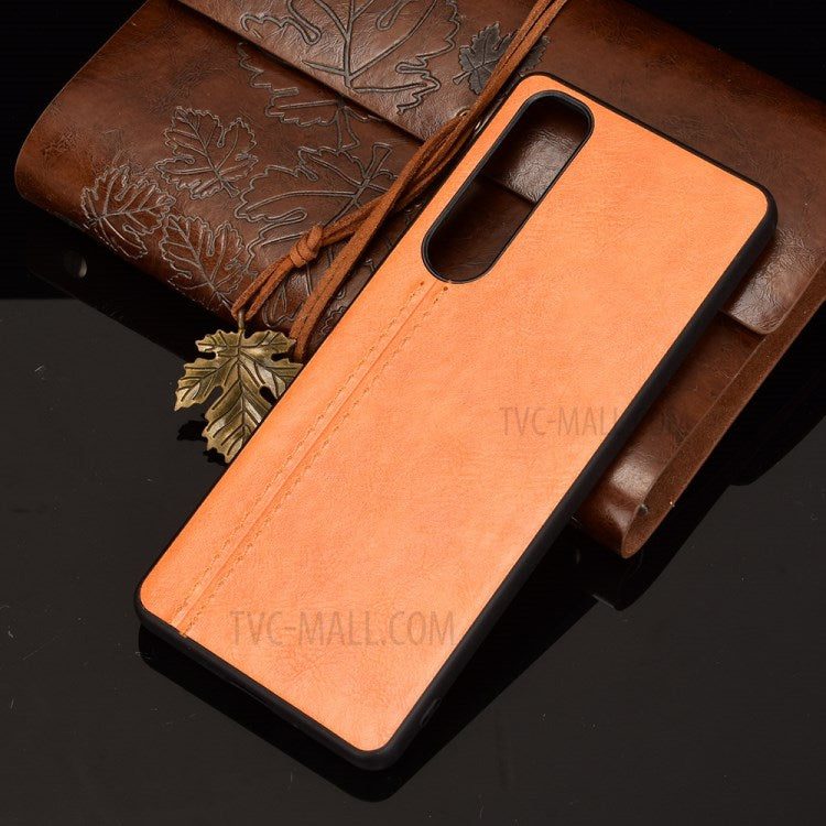 For Sony Sony Xperia 1 III 5G PU Leather Coated PC Mobile Case Litchi Texture Back Phone Cover - Yellow