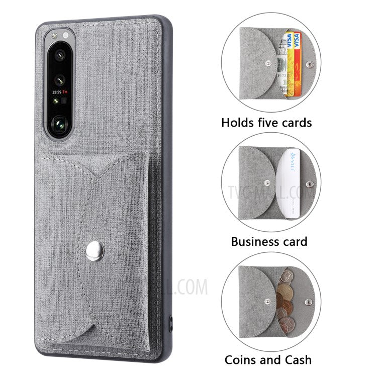 VILI T Series Leather Skin TPU Shell with Movable Magnetic-Absorbed Wallet for Sony Xperia 1 III 5G - Grey