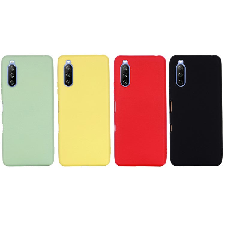 Solid Color Well-Protected Liquid Silicone Phone Protective Shell with Strap for Sony Xperia 10 III 5G - Black