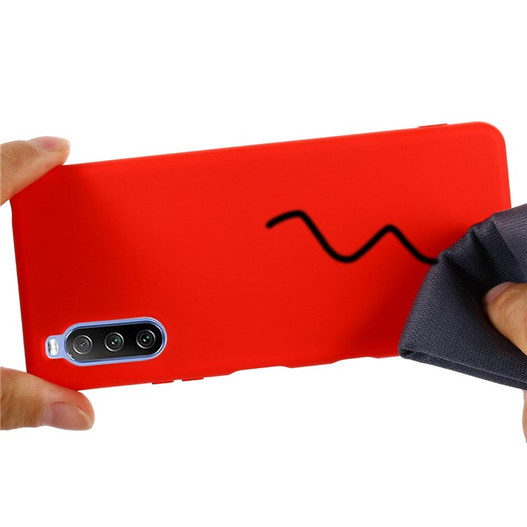 Solid Color Well-Protected Liquid Silicone Phone Protective Shell with Strap for Sony Xperia 10 III 5G - Red