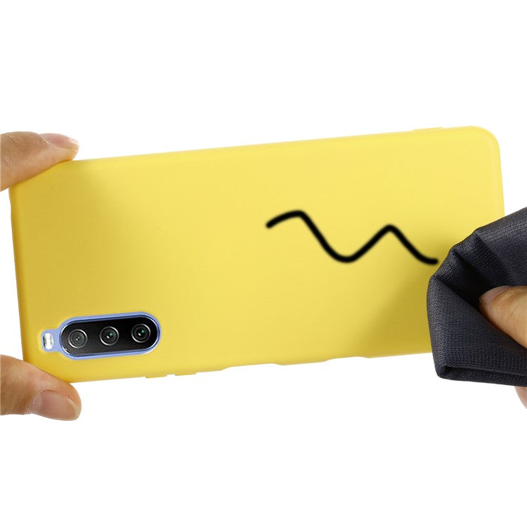 Solid Color Well-Protected Liquid Silicone Phone Protective Shell with Strap for Sony Xperia 10 III 5G - Yellow