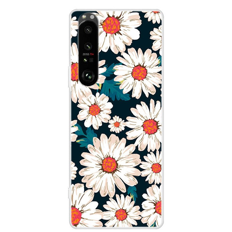 Full Protection Flexible TPU Phone Cover Case with Pattern Printing for Sony Xperia 1 III 5G - Daisy