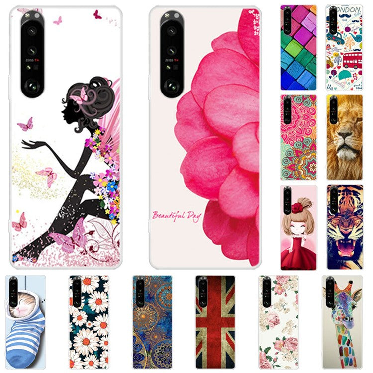 Full Protection Flexible TPU Phone Cover Case with Pattern Printing for Sony Xperia 1 III 5G - Daisy