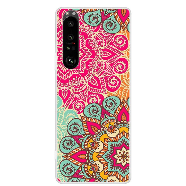 Full Protection Flexible TPU Phone Cover Case with Pattern Printing for Sony Xperia 1 III 5G - Colorful Flower