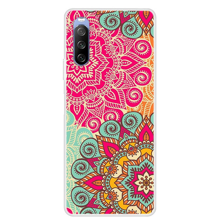 Full Protection Pattern Printing Flexible TPU Phone Cover Case for Sony Xperia 10 III 5G - Court Flower